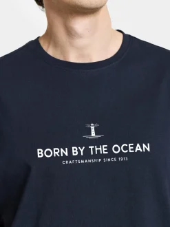Sale Didriksons Harald Men's T-shirt Light House Dark Night Blue
