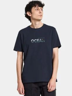 Clearance Didriksons Harald T-shirt Ocean Dark Night Blue