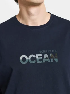 Clearance Didriksons Harald T-shirt Ocean Dark Night Blue