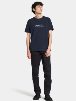 Clearance Didriksons Harald T-shirt Ocean Dark Night Blue