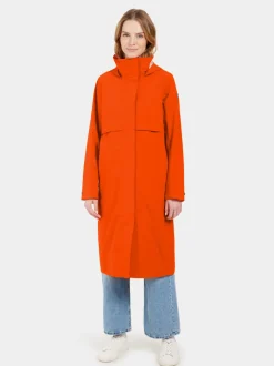 Outlet Didriksons Isolde Parka Long Tangerine Red