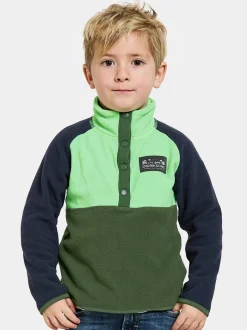 Outlet Didriksons Monte Kids' Half Button Pine Green