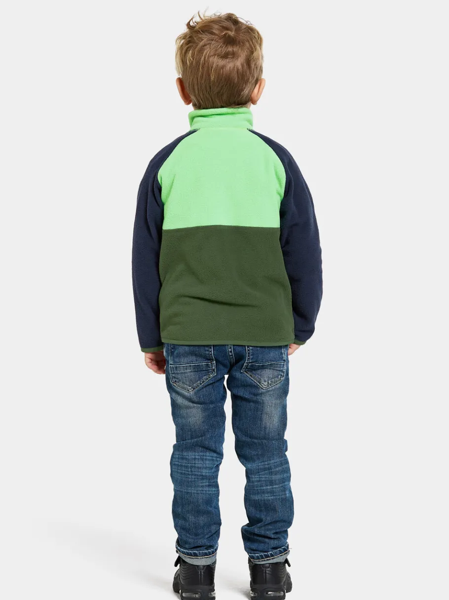 Outlet Didriksons Monte Kids' Half Button Pine Green