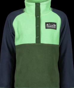 Outlet Didriksons Monte Kids' Half Button Pine Green