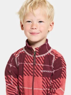 Sale Didriksons Monte Printed Kids' Full-Zip Termos Termos Rusty Wine