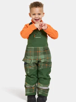 Hot Didriksons Polarbjörnen Printed Kids' Bib Pants Termos Pine Green