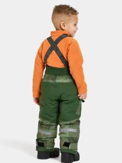 Hot Didriksons Polarbjörnen Printed Kids' Bib Pants Termos Pine Green