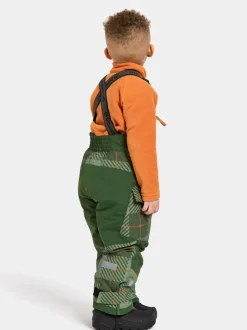 Hot Didriksons Polarbjörnen Printed Kids' Bib Pants Termos Pine Green