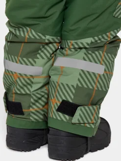 Hot Didriksons Polarbjörnen Printed Kids' Bib Pants Termos Pine Green