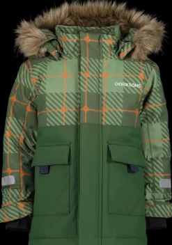 Outlet Didriksons Polarbjörnen Printed Kids' Parka Termos Pine Green