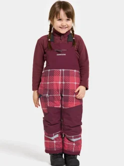 Discount Didriksons Polarbjörnen Printed Kids' Bib Pants Termos Rusty Wine
